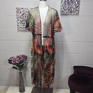Vibrant Sheer Kimono with Tropical Print